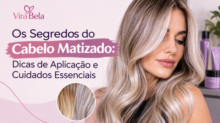 mulher com cabelo matizado texto ao lado