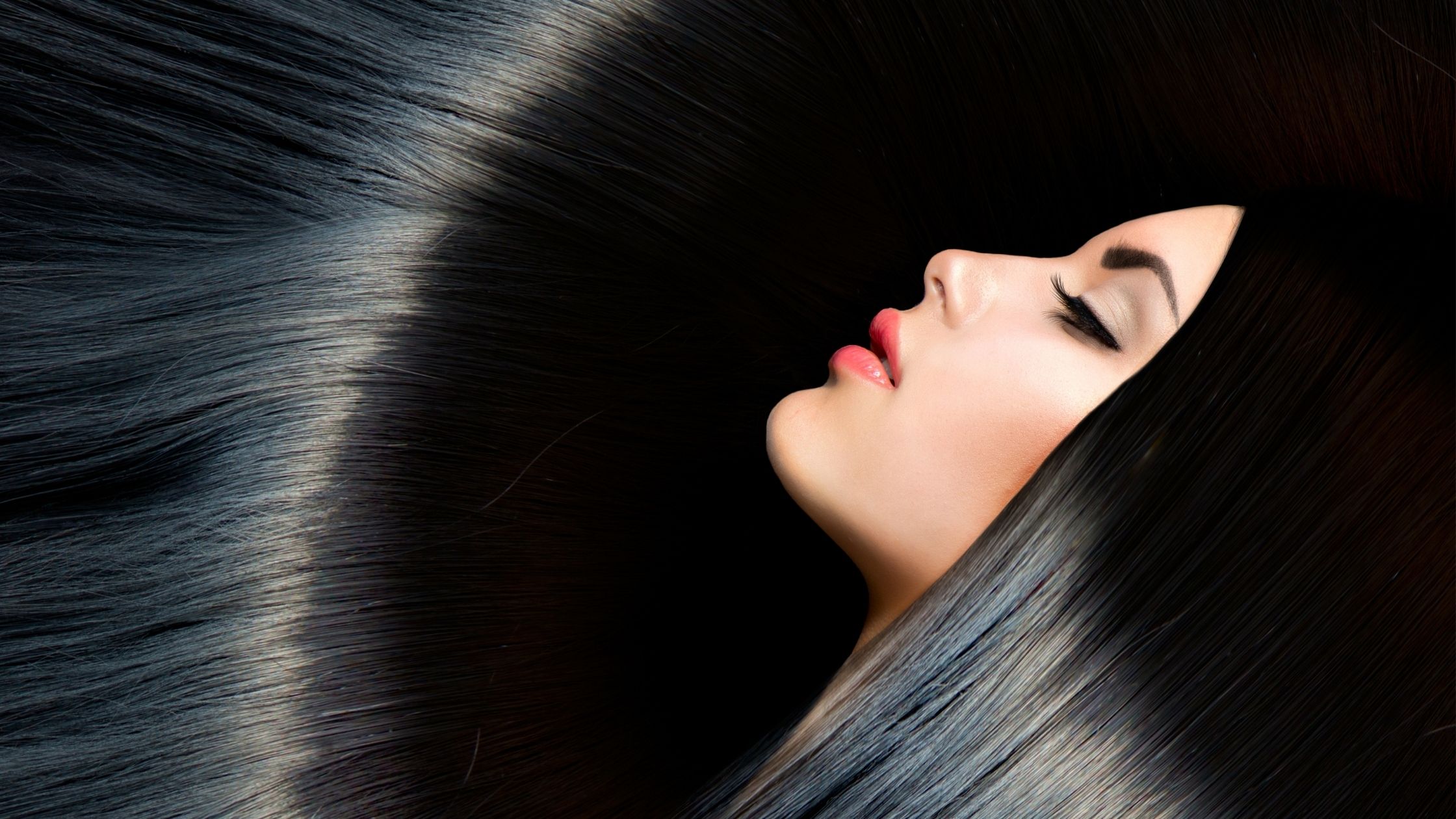 cabelo preto brilhoso