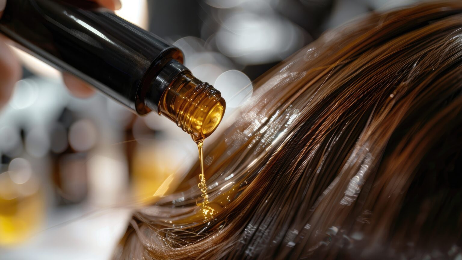óleo vegetal sendo aplicado no cabelo