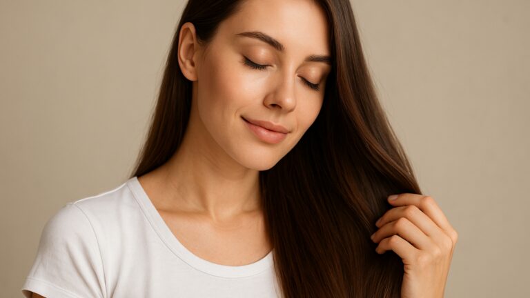 mulher tocando o cabelo