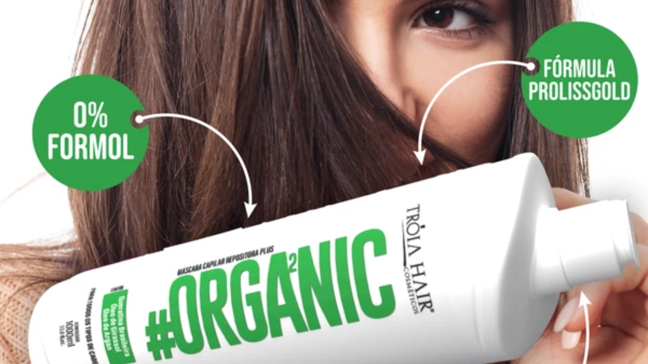 mulher mostrando a progressiva organic da troia hair