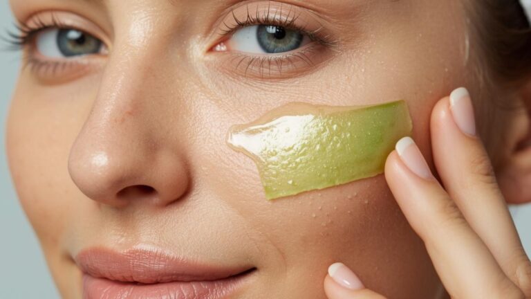 mulher com babosa no rosto