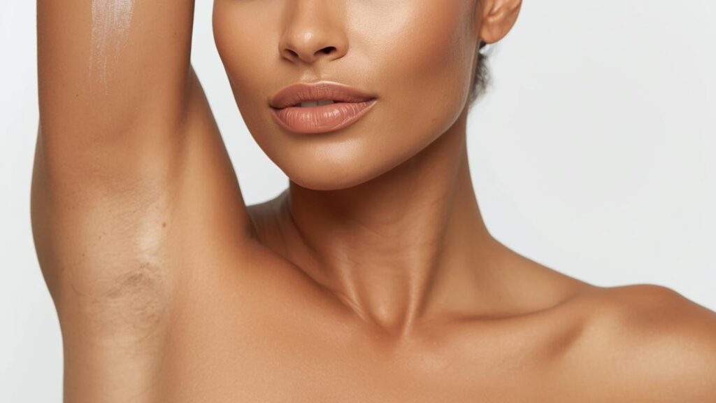 mulher mostrando axila